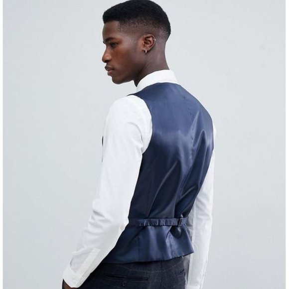 French Connection Tweed/Wool/Plaid Vest- Navy- S,M - Picture 5 of 6